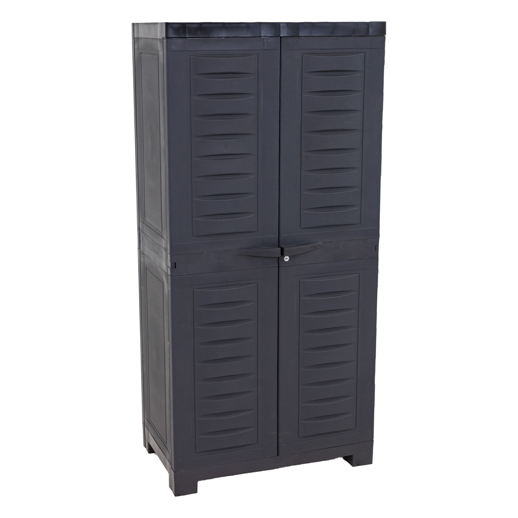 Sunnydaze Lockable Storage Cabinet — 48.75in., 3 Adjustable Shelves, Polypropylene, Charcoal, Model# SUP-8301